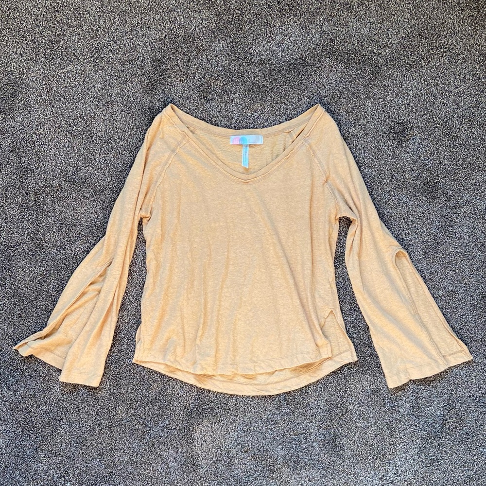 Free People Beach Yellow Bell Longsleeve Size Small
